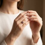 Geel gouden ring met amethist