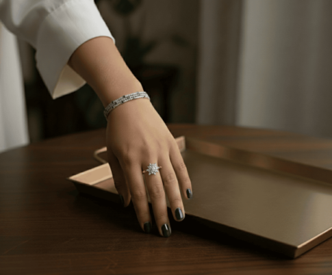 Gouden entourage ring met briljant