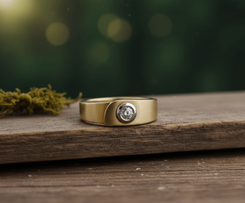 Atelier Christian gouden ring met solitair briljant Atelier Christian gouden ring met solitair briljant