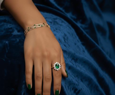 Gouden ring met diamant en saffier