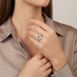 Wit gouden ring met diamant en smaragd