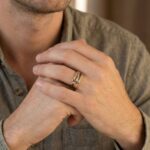 Gouden tricolor ring met diamant en saffier