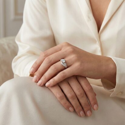 Wit gouden diamanten ring