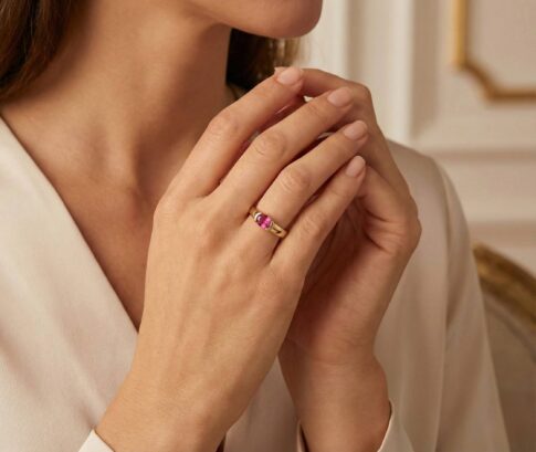 Geel gouden Christian ring met toermalijn