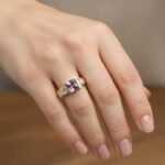 Geel gouden ring met amethist