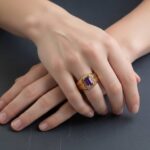 Geel gouden amethist ring