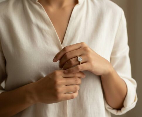 Atelier Christian geel gouden ring met briljanten