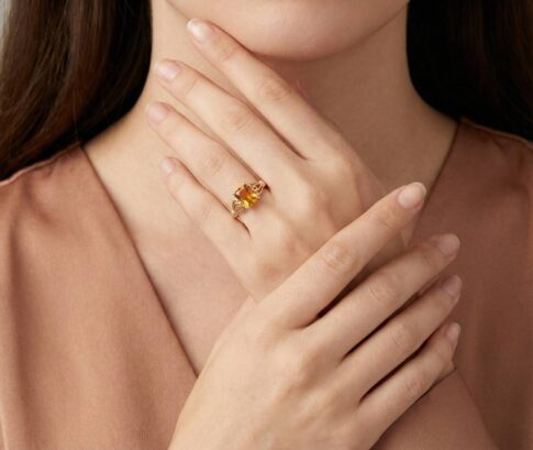 Geel gouden citrien ring