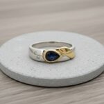 Bicolor saffier en diamanten ring