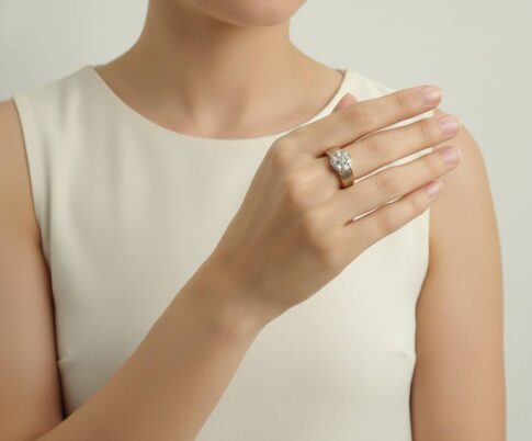 Tricolor gouden ring met diamanten