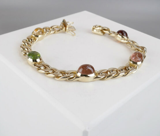 Gouden armband met amethist en toermalijn