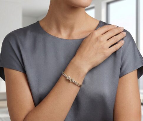 14 karaat gouden slavenarmband met veerslot