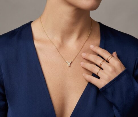 Gouden ketting met Y zirkonia hanger