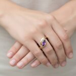 Rosé gouden ring met Marquis geslepen amethyst