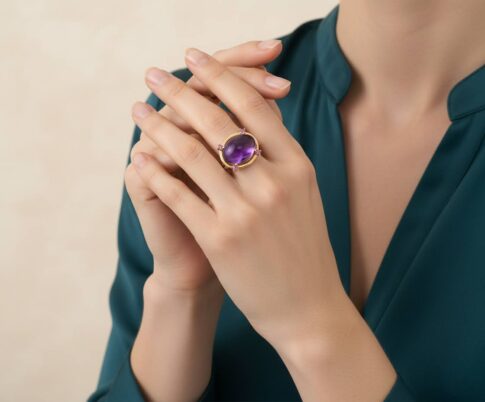 Wit gouden ring met amethist