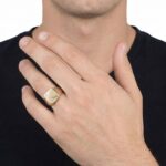 Tricolor gouden zegelring met gravering