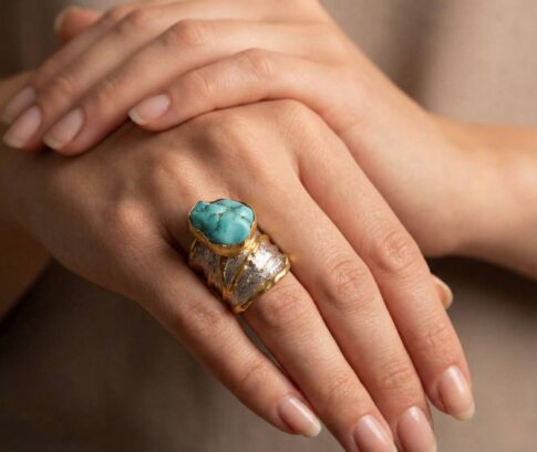 Zilveren ring met turkoois