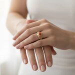 Christian gouden ring met bloedkoraal