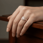 Geel gouden entourage ring met zirconia