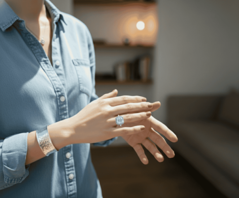 Wit gouden entourage ring met Swarovski zirconia