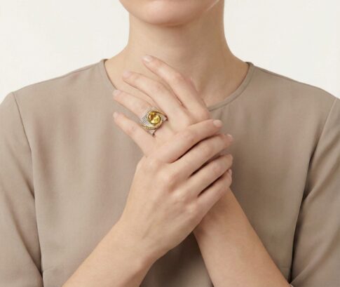 Zilveren ring met citrien