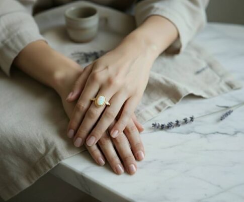 Gouden ring met opaliet