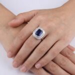 Zilveren zirkonia ring met synthetische saffier