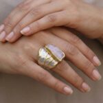 Zilveren ruwe rozenkwarts ring