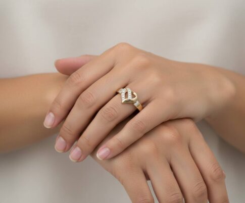 Gouden hart ring met diamanten