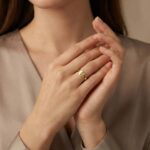 14 karaat geel gouden harten ring met diamant