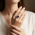 Zilveren zirkonia ring met synthetische saffier