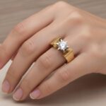 Geel gouden ring met zirkonia