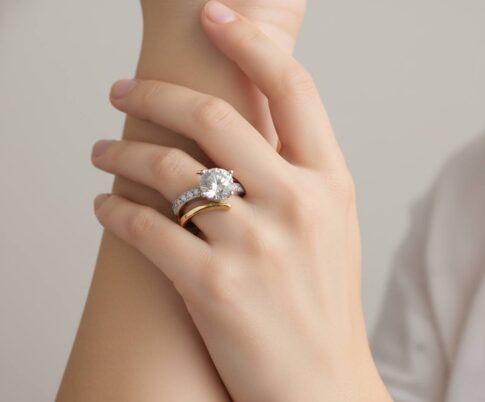 Christian bicolor gouden twist ring met zirkonia