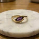 Rosé gouden ring met Marquis geslepen amethyst