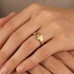 14 karaat geel gouden harten ring met diamant