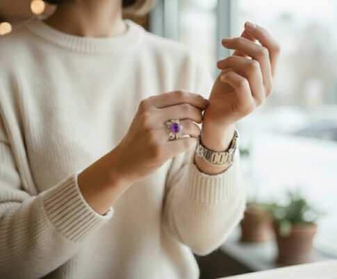 Zilveren ring met amethist en zirkonia