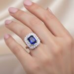 Zilveren zirkonia ring met synthetische saffier