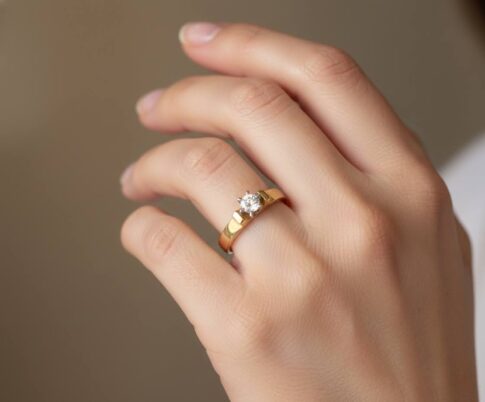 14 karaat bicolor zirkonia ring
