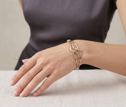 Tricolor Christian gouden slavenarmband