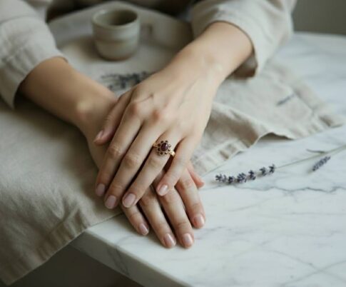 Gouden Christian ring met granaten