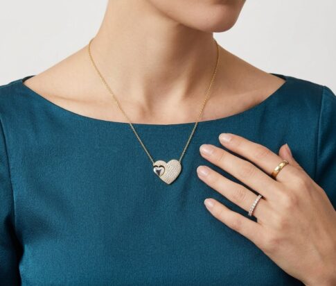 Bicolor dubbele zirkonia harten hanger