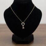 Gouden zirkonia harten sleutel hanger