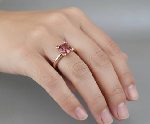 Christian toermalijn rose gouden ring