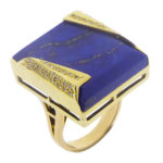 18 karaat gouden briljanten en lapis lazuli ring