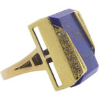 18 karaat gouden briljanten en lapis lazuli ring