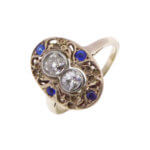 18 karaat gouden saffieren en diamanten ring