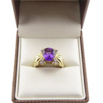 Occasion geel gouden ring met amethyst