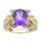 Occasion geel gouden ring met amethyst