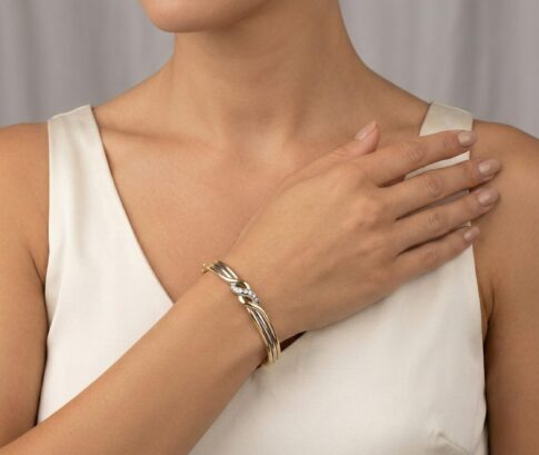 Gouden tricolor armband met diamant