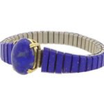 Stalen en gouden armband met lapis lazuli
